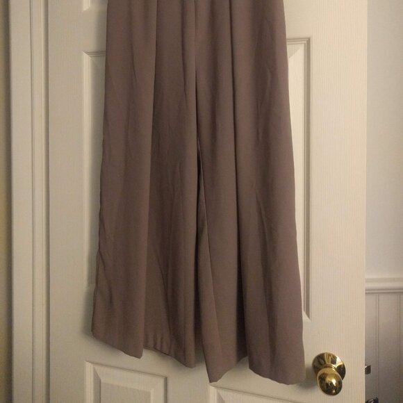 Topshop Wide Leg Crop Taupe Pants - Picture 3 of 5